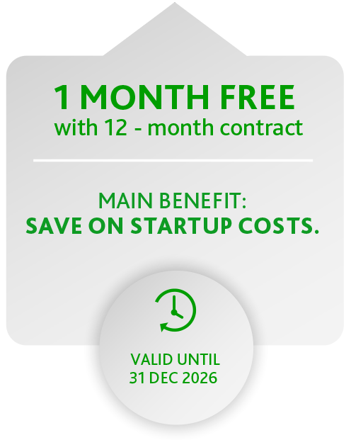 1 Month Free with 12 month contract - Save on startup costs