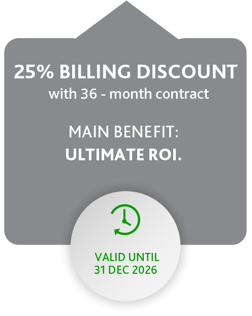 25% Billing Discount with 36 month contract - Ultimate ROI